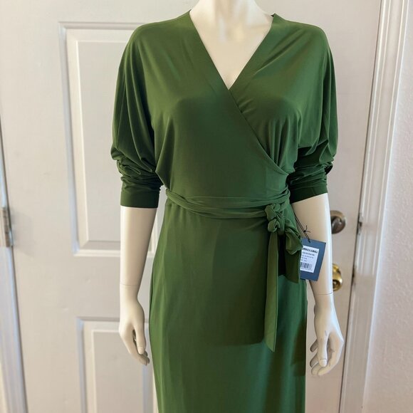 Norma Kamali Green Oliva Dolman Wrap Straight Dress Sz Xl/42 - Picture 8 of 13